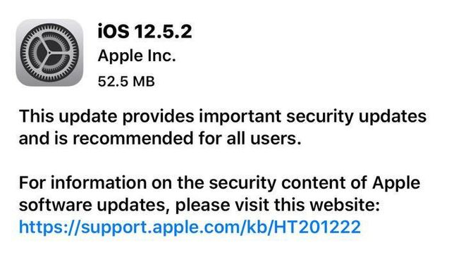 播州苹果手机维修分享iOS12.5.2发布，建议所有老苹果用户安装 